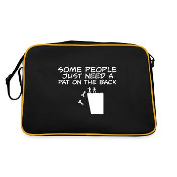 Funny Dark Humor Some People Just Need A Pat On - Retro Tasche - Schwarz/Gold - Hinten