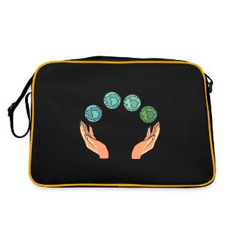Rette die Erde Umweltschützer - Retro Tasche - Schwarz/Gold - Hinten