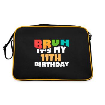 Bruh It's My 11th Birthday Eleventh Bday - Retro Tasche - Schwarz/Gold - Hinten