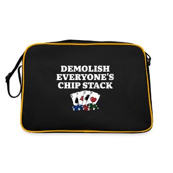 Démolir la pile de jetons de tout le monde Humour de poker drôle - Sac Retro - noir/or - Dos