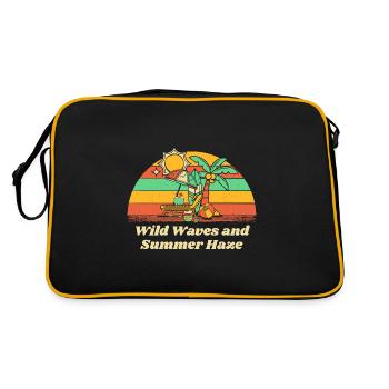 Wild Waves and Summer Haze Beach Surfing Ocean - Retro Bag - black/gold - Back