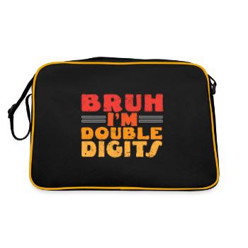 Bruh I'm Double Digits 10th Birthday Turning 10 - Retro Tasche - Schwarz/Gold - Hinten