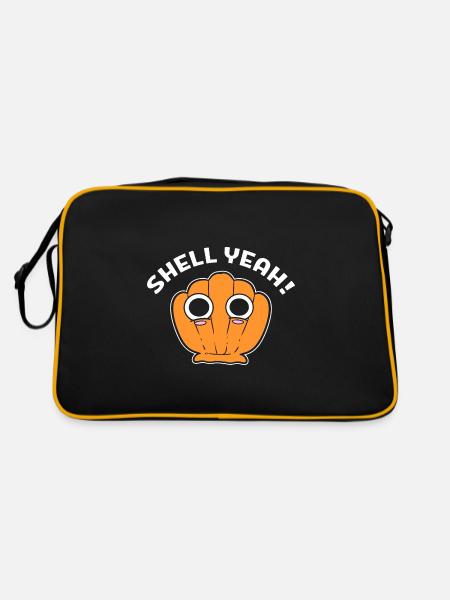 Shell Yeah Seeliebhaber Strand Muschel - Retro Tasche - Schwarz/Gold - Hinten