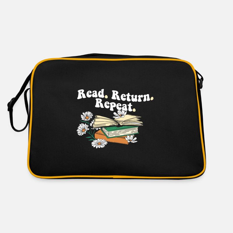 Librarian Read Return Repeat Library Worker Book Retro Bag