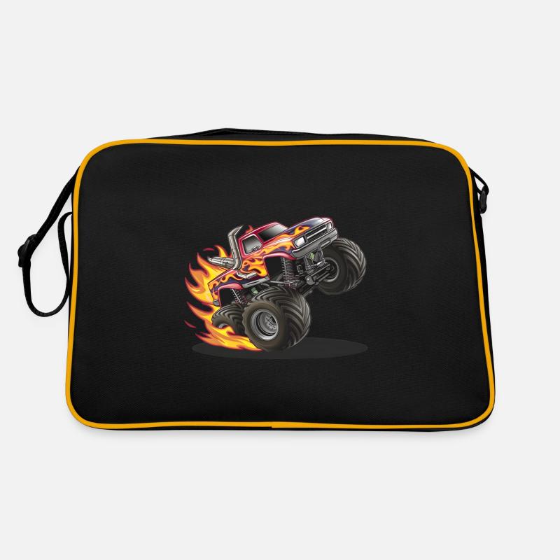 Monstertruck mit lodernden Reifen Retro Tasche
