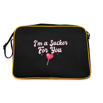 Funny Valentine's Quote I'm A Sucker For You - Retro Bag - black/gold - Back