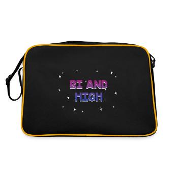 Bi And High Bisexual Sayings Bi Pride Quotes LGBTQ - Retro Bag - black/gold - Back