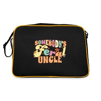 Somebody's Feral Uncle Funny Family Pun Groovy - Retro Tasche - Schwarz/Gold - Hinten