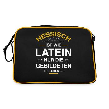 Hessisch ist wie Latein Design für Hessen - Retro Tasche - Schwarz/Gold - Hinten