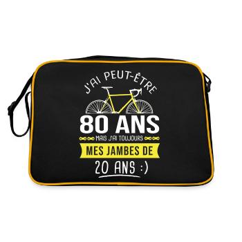 cycliste 80 ans anniversaire 80 ans vélo cyclisme - Sac Retro - noir/or - Dos