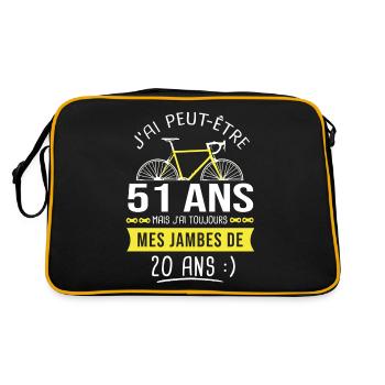 cycliste 51 ans anniversaire 51 ans vélo cyclisme - Sac Retro - noir/or - Dos