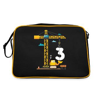 Enfants 3ème anniversaire garçons avec grue et excavatrice, - Sac Retro - noir/or - Dos