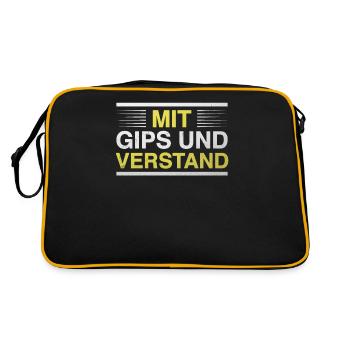 Mit Gips und Verstand. - Retro Tasche - Schwarz/Gold - Hinten