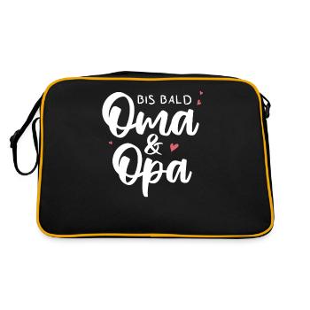 Bis bald Oma & Opa. Enkelkind - Retro Tasche - Schwarz/Gold - Hinten