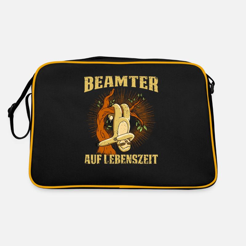 Beamter auf Lebenszeit. Faultier - Retro Tasche - Schwarz/Gold