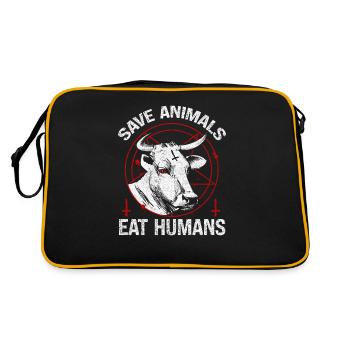 Animals eat people Design for animal abuse - Retro Bag - black/gold - Back
