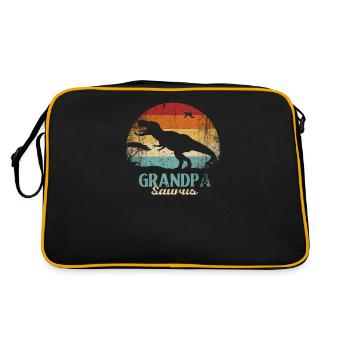 Grandpasaurus Retro Sunset Design For Grandfather - Retro Bag - black/gold - Back