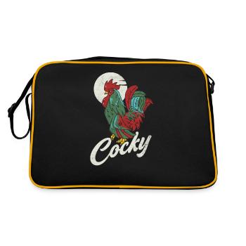 Hochnäsiges Hahn-design Für Hühnerliebhaber - Retro Tasche - Schwarz/Gold - Hinten