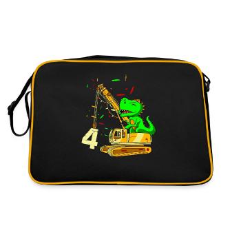 4 Years Birthday Design For Dinosaurs And - Retro Bag - black/gold - Back