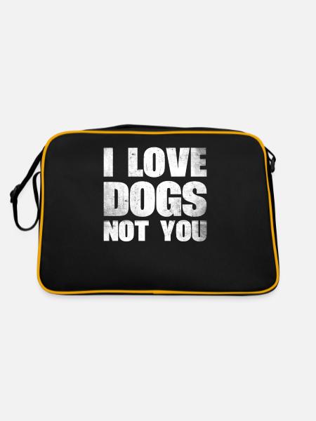 Ich Liebe Hunde, Nicht Sie Entwerfen Für - Retro Tasche - Schwarz/Gold - Hinten
