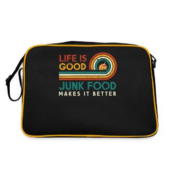 Life is good Junk food makes it better for - Retro Bag - black/gold - Back