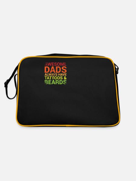 Great Fathers Always Have Tattoos And Beards - Retro Bag - black/gold - Back