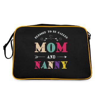 Gesegnet, Mutter Und Kindermädchen Für Großmutter - Retro Tasche - Schwarz/Gold - Hinten