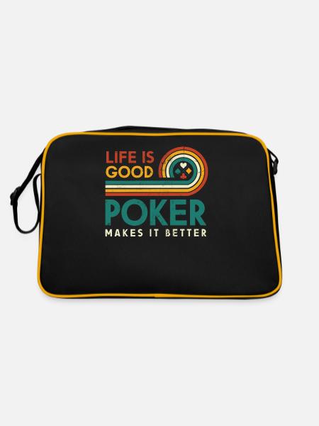 Das Leben Ist Ein Guter Poker Macht Es Besser - Retro Tasche - Schwarz/Gold - Hinten