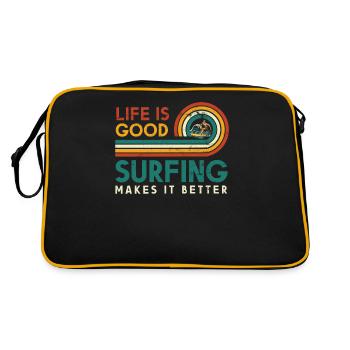 Life is good surfing makes it better for a - Retro Bag - black/gold - Back
