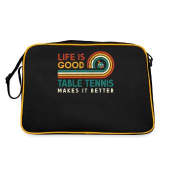 La vie est belle. Le tennis de table le rend meilleur - Sac Retro - noir/or - Dos