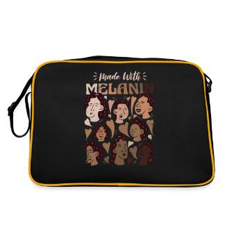 Hergestellt Mit Melanin Für Stolze Afroamerikaner - Retro Tasche - Schwarz/Gold - Hinten