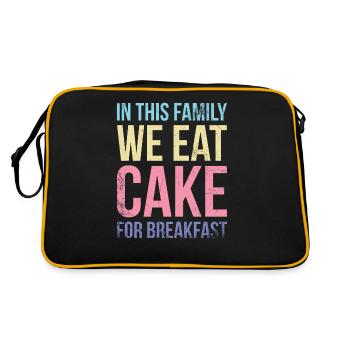 Dans cette famille, nous mangeons du gâteau à la boulangerie ou - Sac Retro - noir/or - Dos