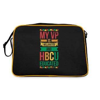 My vp is melanated and hbcu for pride - Retro Bag - black/gold - Back