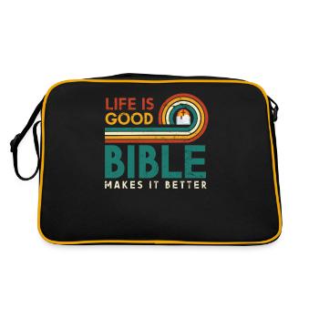 Life is good, Bible makes it better - Retro Bag - black/gold - Back