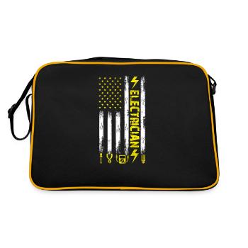 Troubleshooter Electrician US flag design For - Retro Bag - black/gold - Back