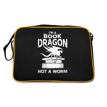 I am a book dragon, not a worm for book readers - Retro Bag - black/gold - Back