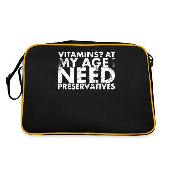 Vitamine In Meinem Alter Brauche Ich - Retro Tasche - Schwarz/Gold - Hinten