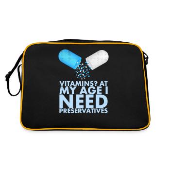 Vitamine In Meinem Alter Brauche Ich - Retro Tasche - Schwarz/Gold - Hinten