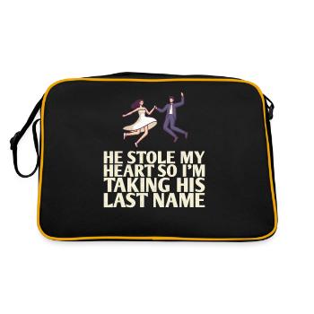 Er Hat Mein Herz Gestohlen, Also Nehme Ich Sein - Retro Tasche - Schwarz/Gold - Hinten