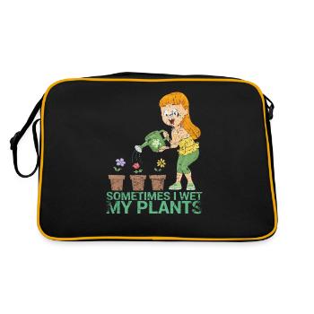 Manchmal Befeuchte Ich Mein Pflanzendesign Für - Retro Tasche - Schwarz/Gold - Hinten