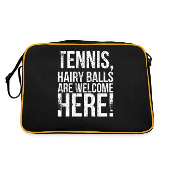 Haarige Tennisbälle Sind Hier Willkommen - Retro Tasche - Schwarz/Gold - Hinten