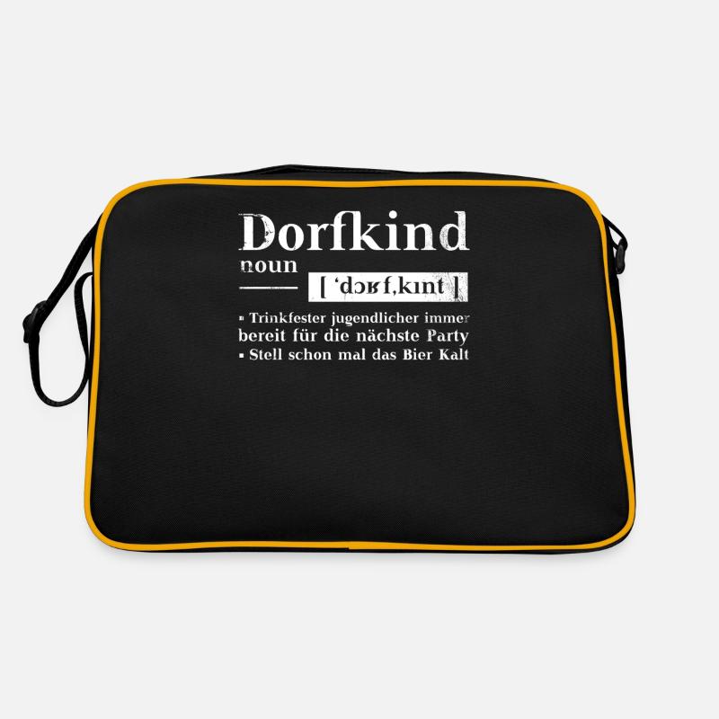 Dorfkind und stolz drauf. Dorfkind - Retro Tasche - Schwarz/Gold