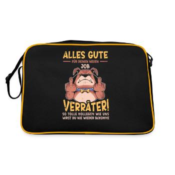 Alles gute im neuen Job du Verräter, Abschied - Retro Tasche - Schwarz/Gold - Hinten