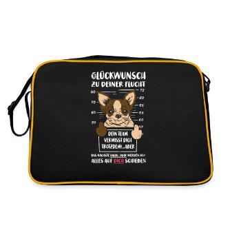 Glückwunsch zu Deiner FLucht, Jobwechsel Abschieds - Retro Tasche - Schwarz/Gold - Hinten