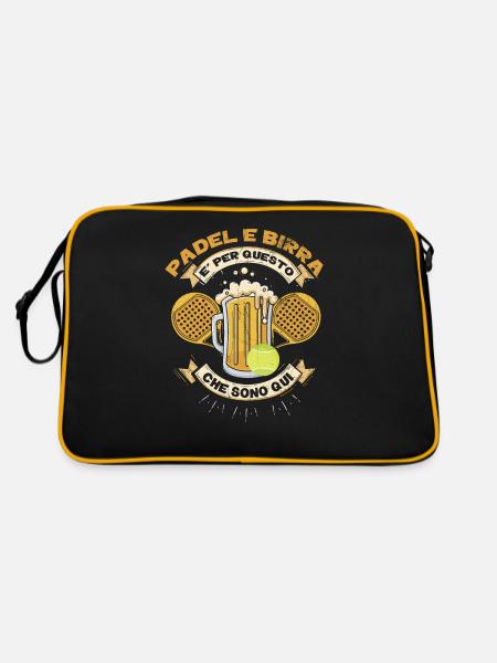 Padel Und Bier, Paddel - Retro Tasche - Schwarz/Gold - Hinten