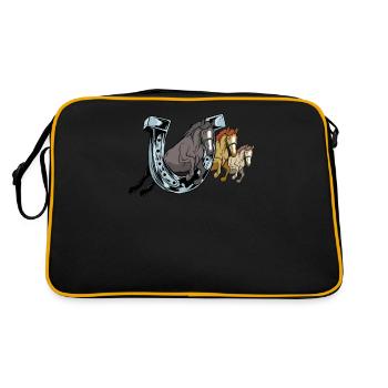 conception de chevaux en fer à cheval pour les cavalières, - Sac Retro - noir/or - Dos