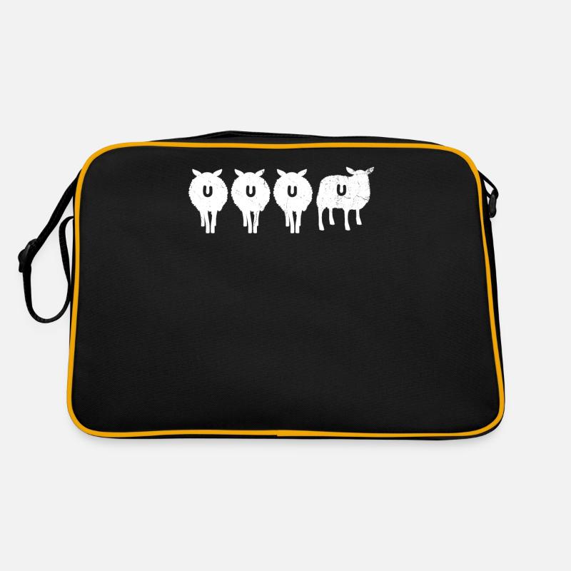 Schafe - Retro Tasche - Schwarz/Gold