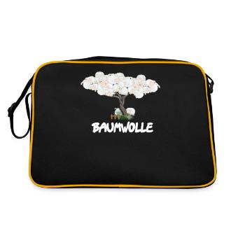 Baumwolle Wortspiel Schaf auf Baum, Schaf - Retro Tasche - Schwarz/Gold - Hinten