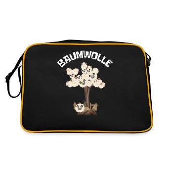 Baumwolle Wortspiel Schaf auf Baum, Schaf - Retro Tasche - Schwarz/Gold - Hinten