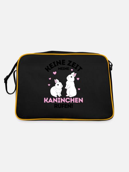 Zwergkaninchen Kaninchen Häschen Haustier Geschenk - Retro Tasche - Schwarz/Gold - Hinten